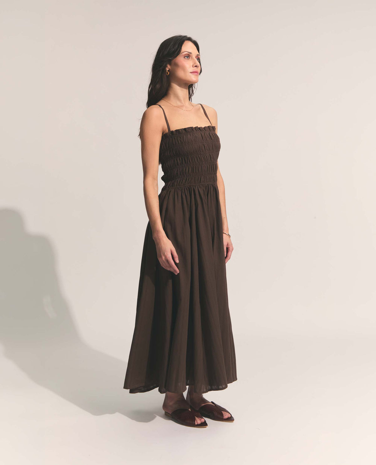 Coco | Paper Bag Frill Maxi Dress | Chocolate