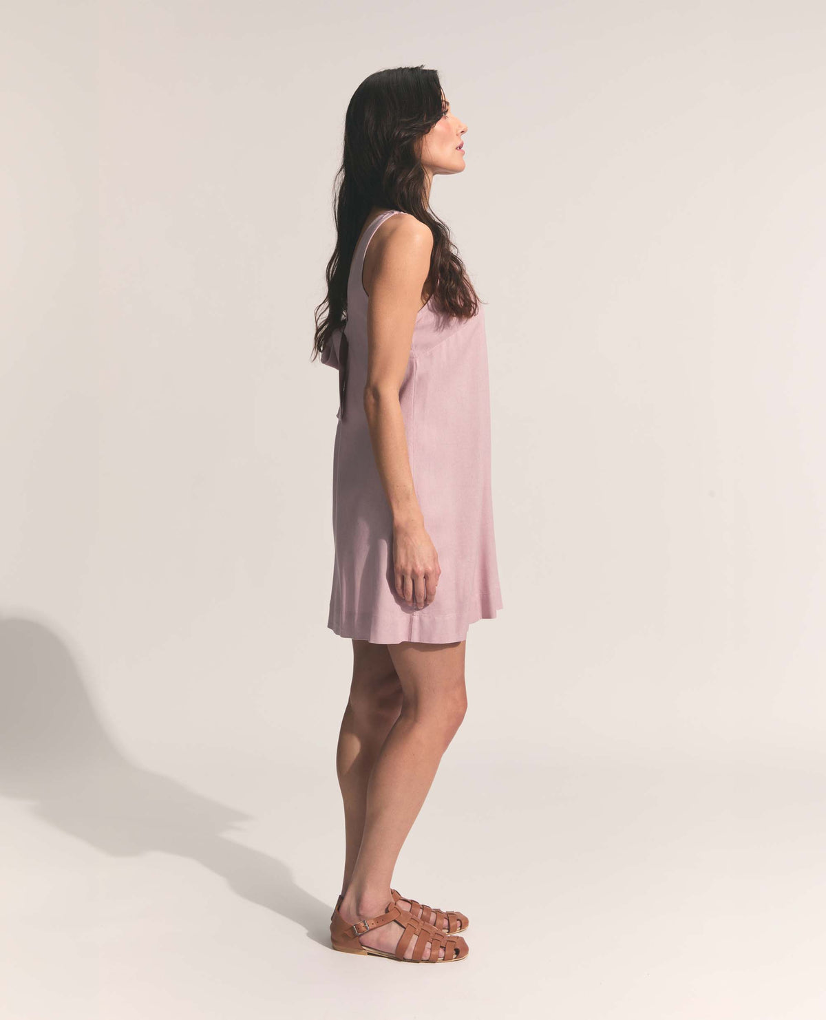 Mini | Sleeveless Open Back A-Line Dress | Mauve