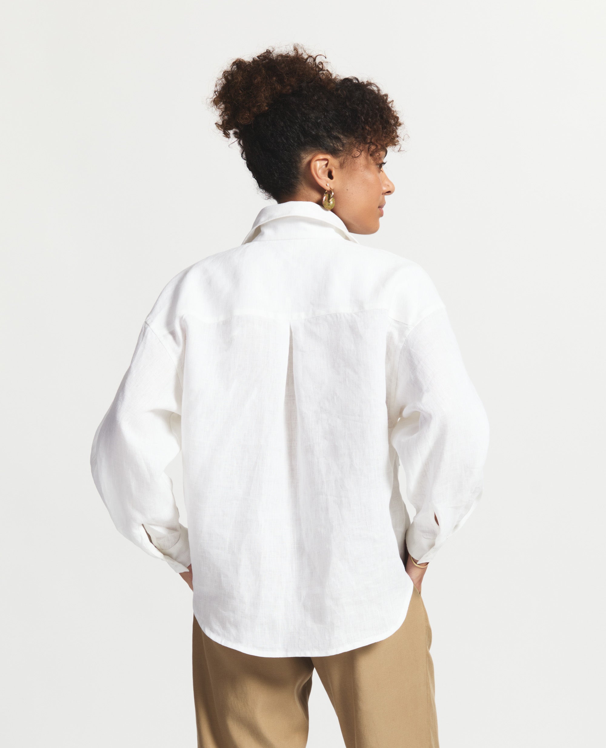 Angle Top | Loose Fit Button Up Blouse | White