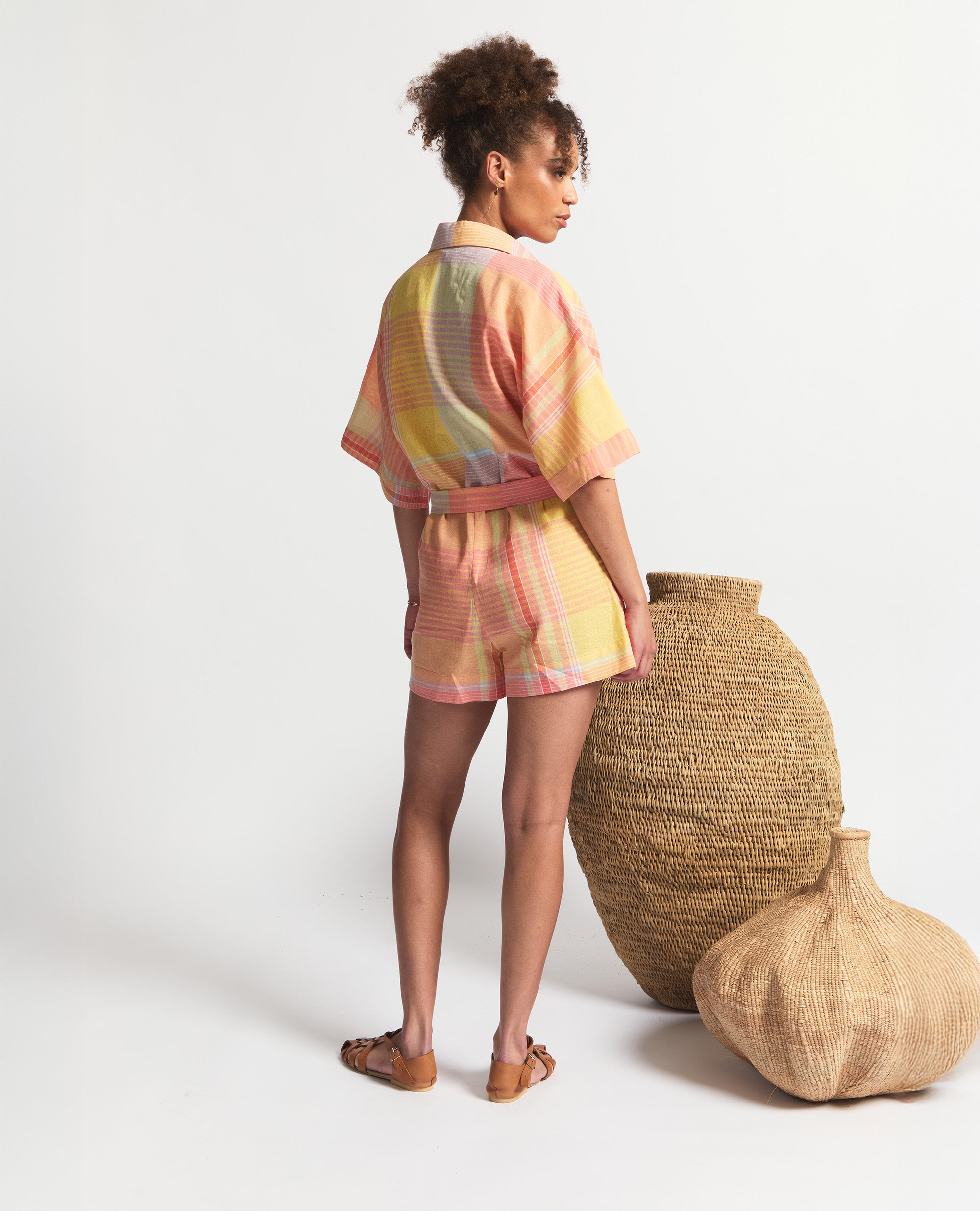 Rue | Playsuit | Tangerine Check