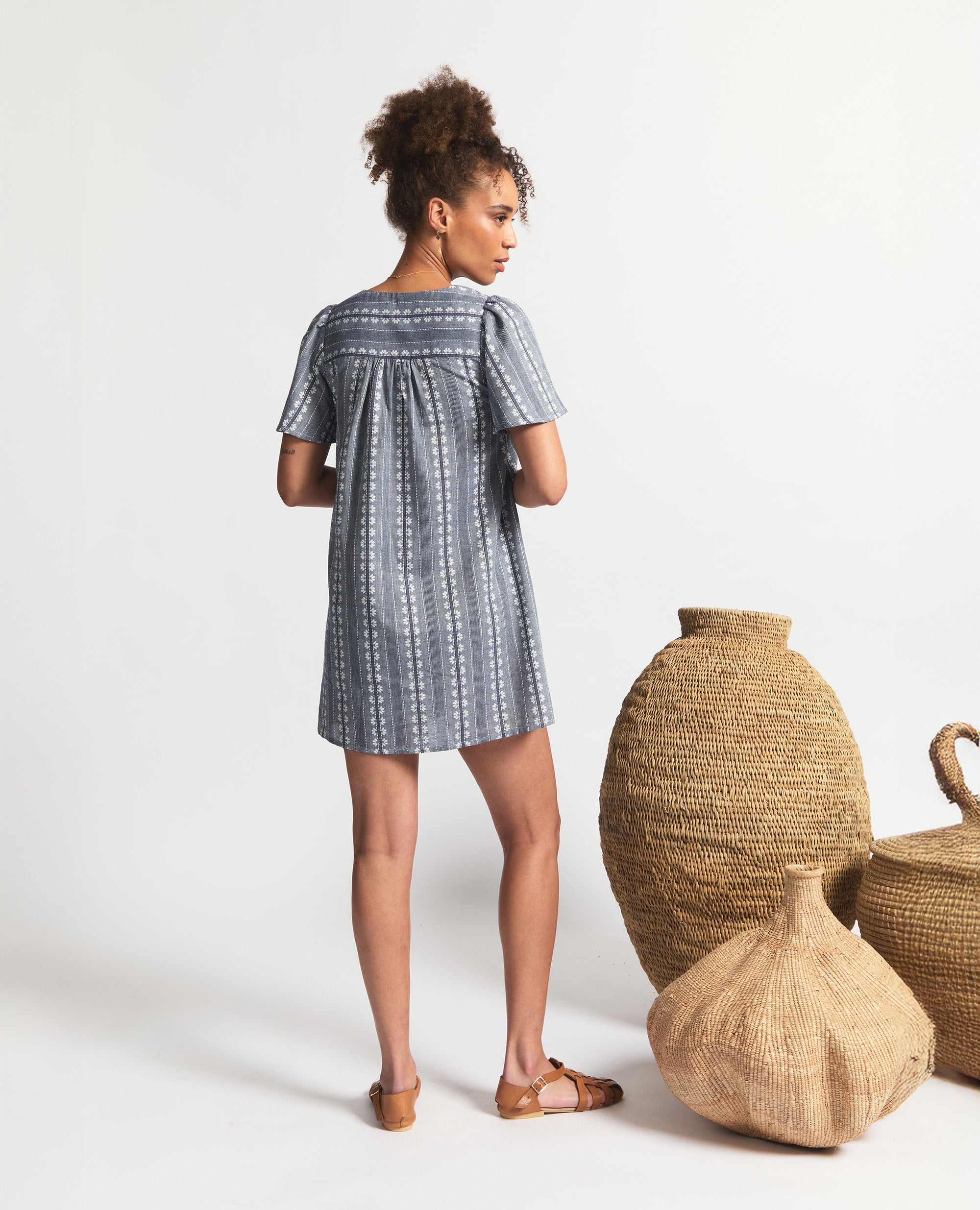 Aurora | Flutter Sleeve Dress | Navy Flower