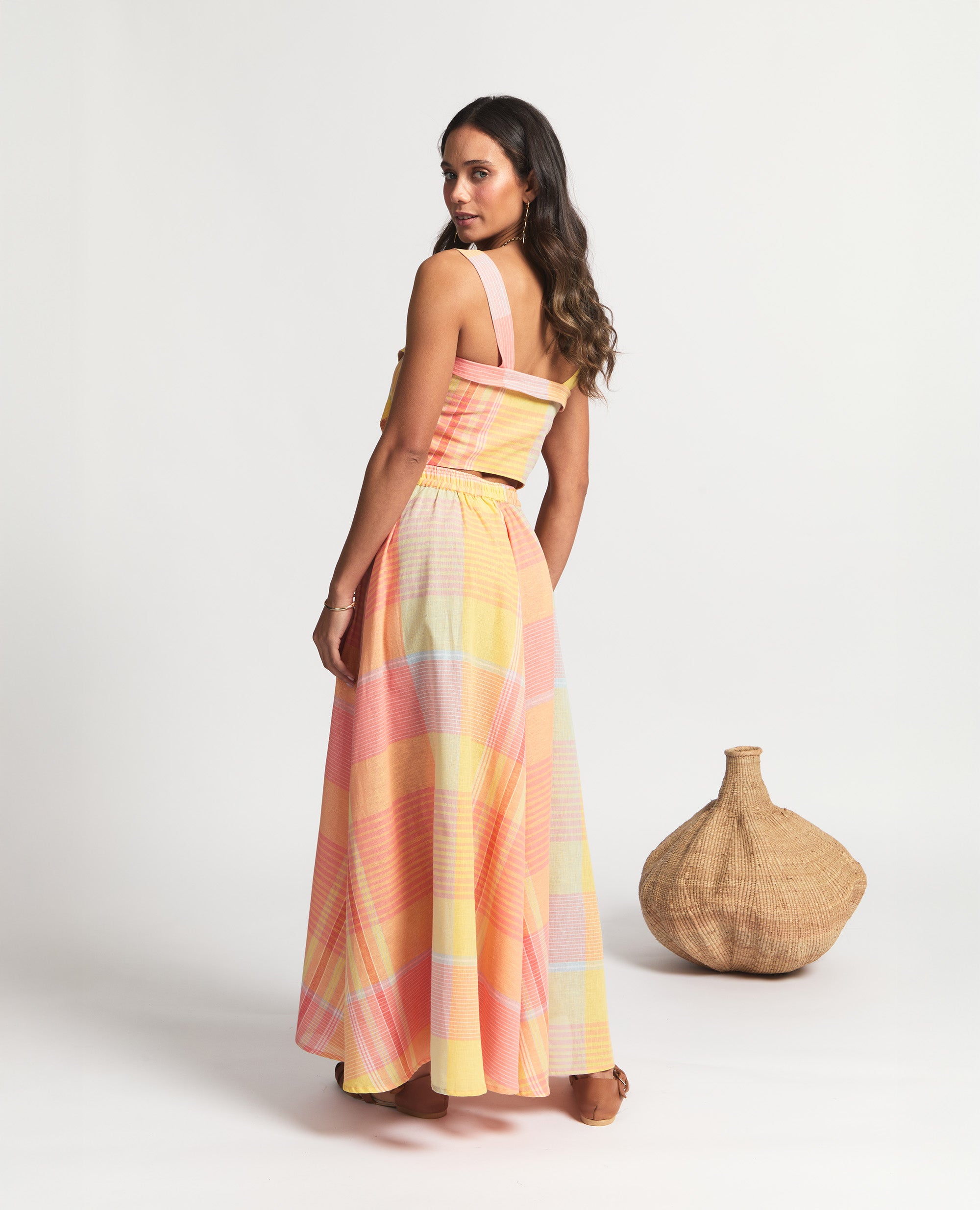 Calista | Two Piece Set | Tangerine Check