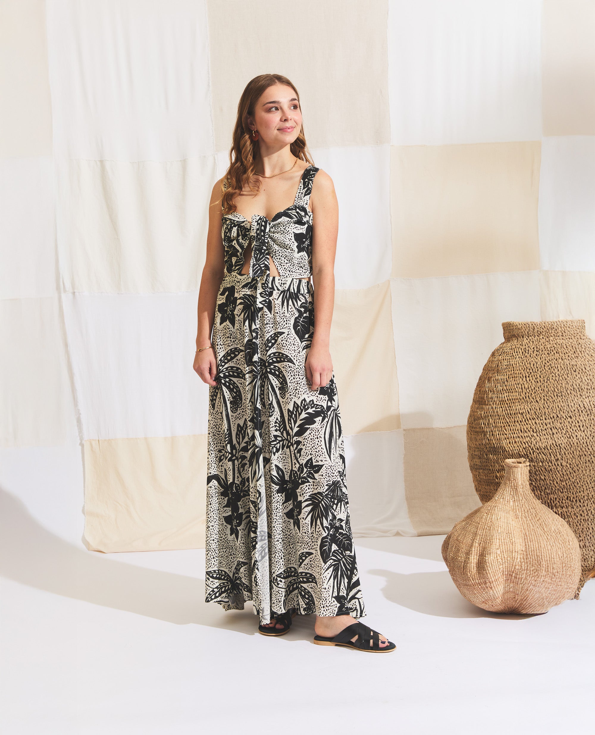 Calista | Two Piece Set | Black & Ecru Jungle