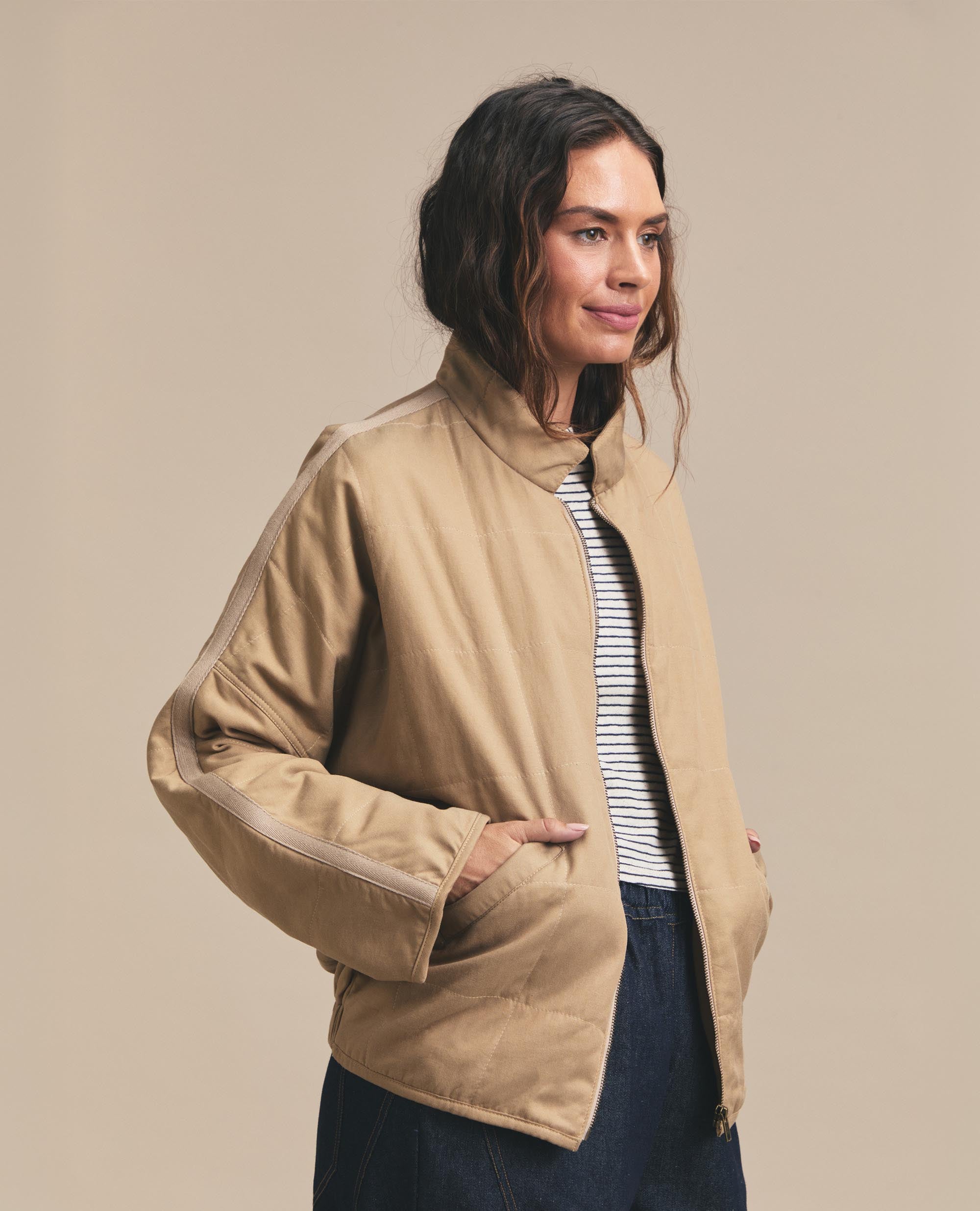 Quilt | Zip Up Jacket | Camel