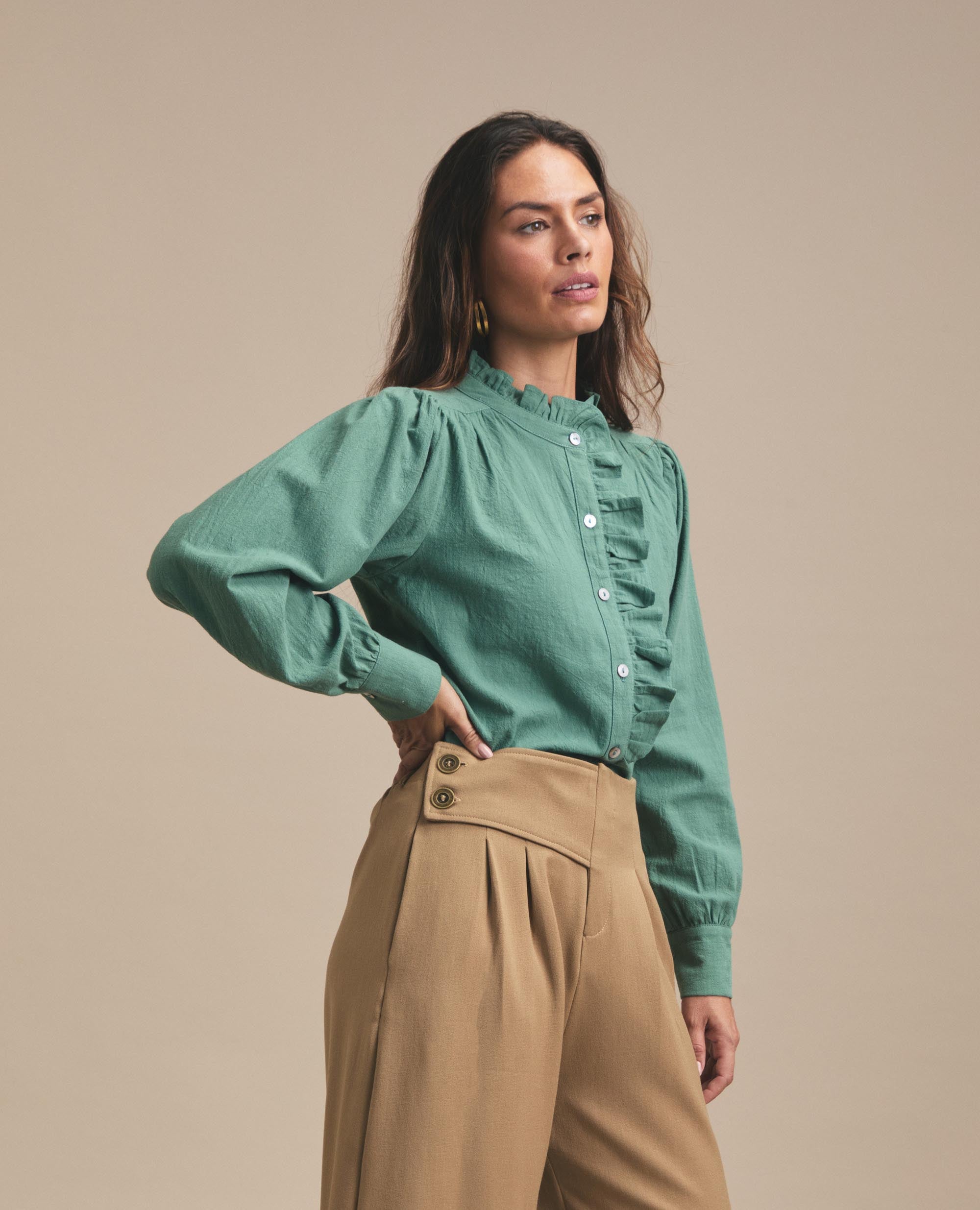 Juliette  | Button Up Blouse | Jade