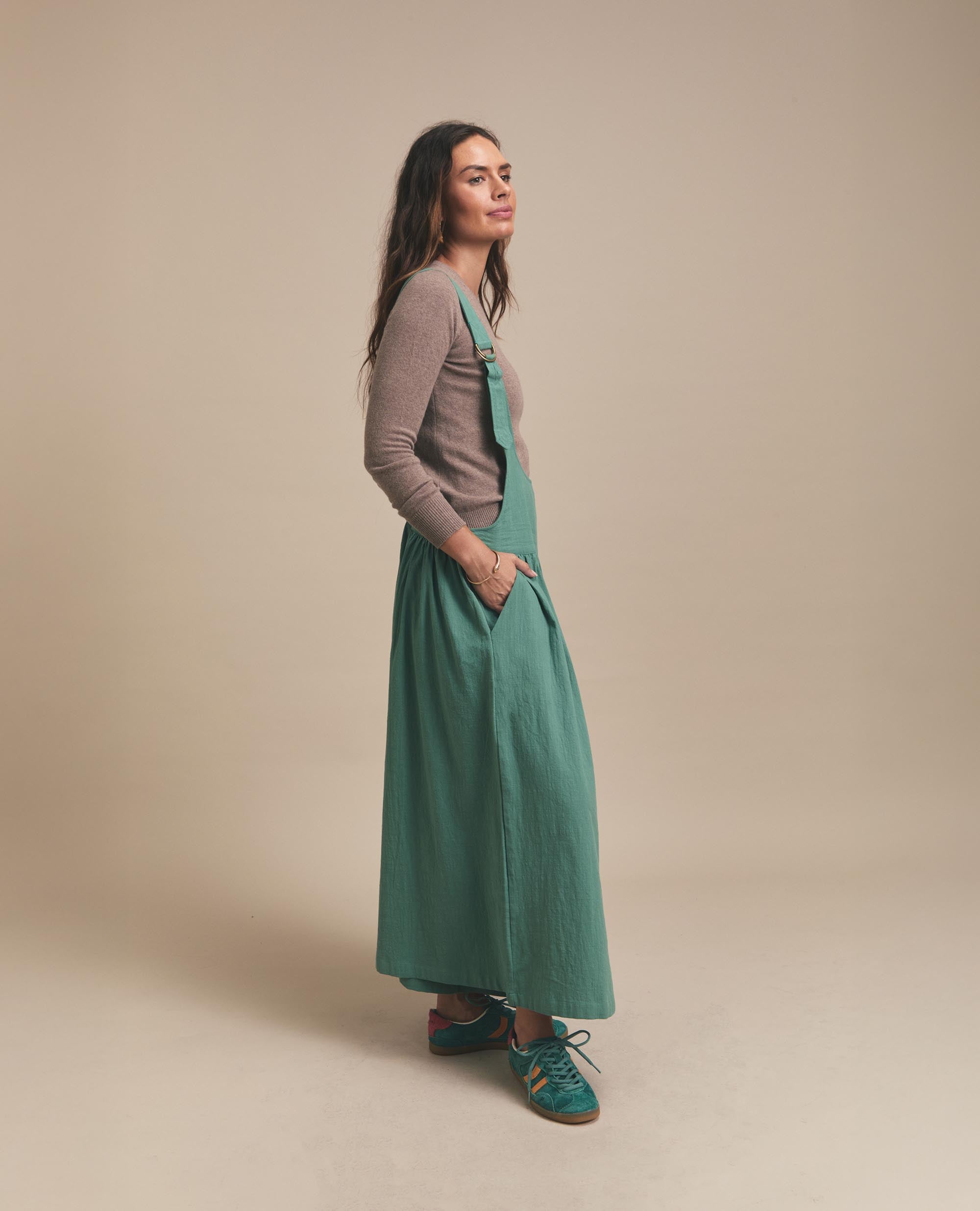 Nieve | Wide Leg Dungaree | Jade
