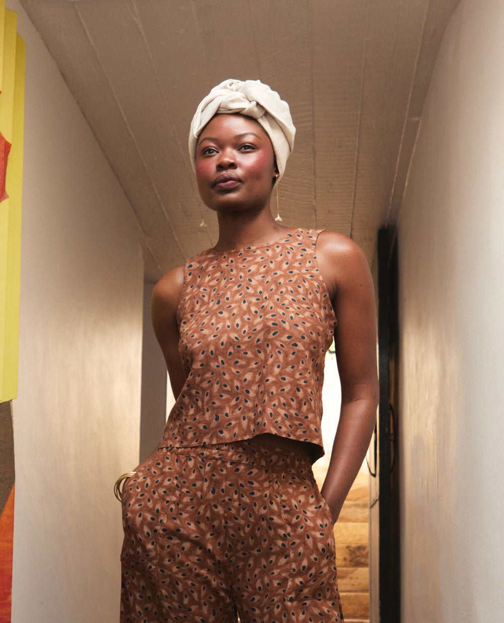 Didi | Sleeveless Open Back Tank Blouse | Desert Eye