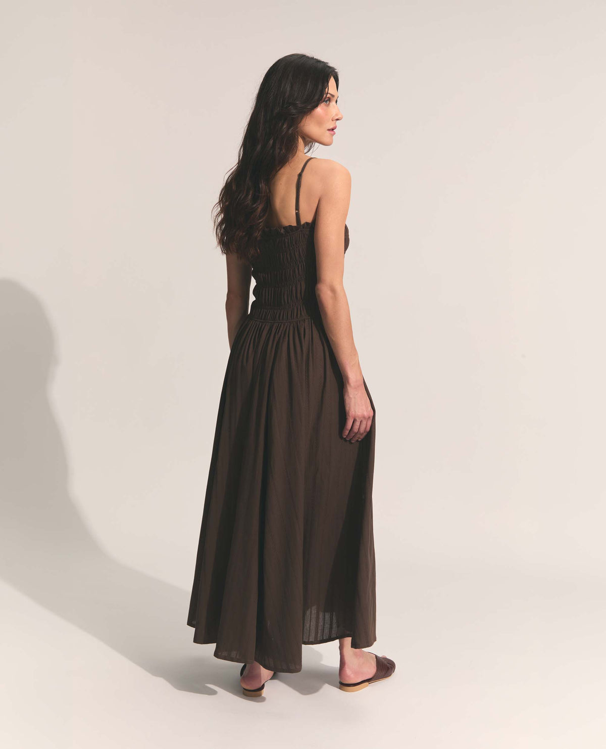 Coco | Paper Bag Frill Maxi Dress | Chocolate