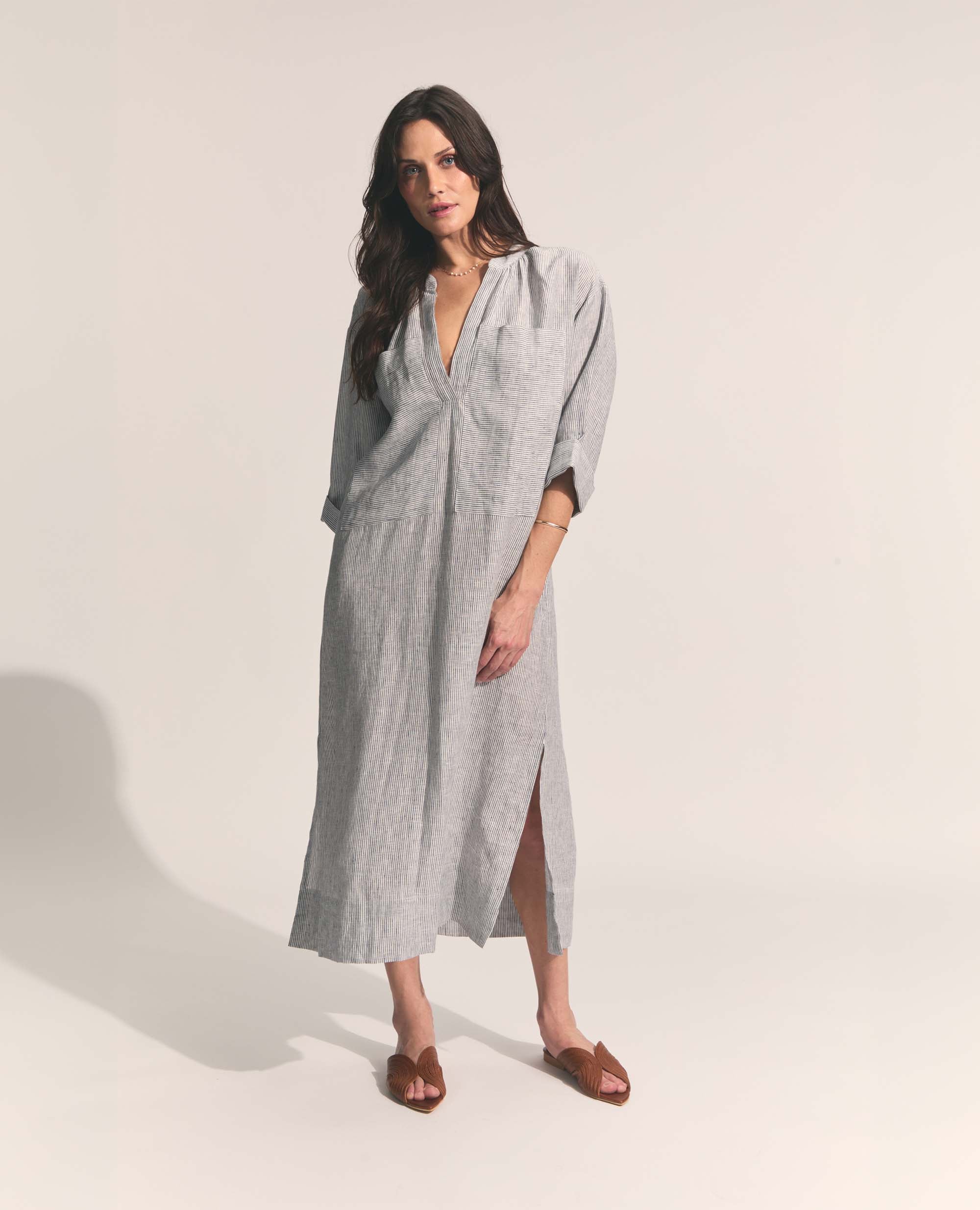 Alexa | Dress with Pockets | Navy Stripe