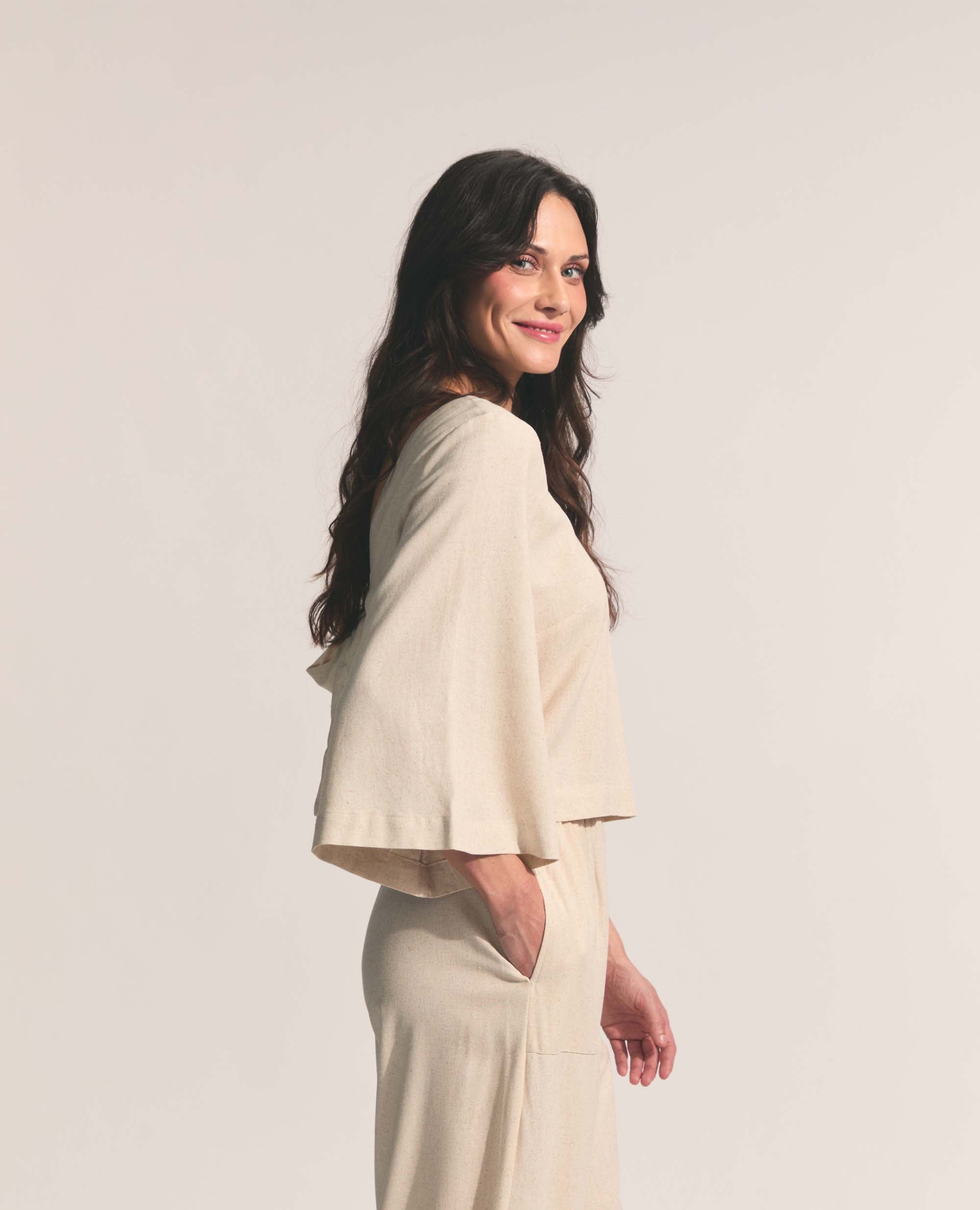 Dione | Three Quarter Flare Sleeve | Oatmeal